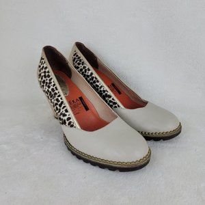 CULEKA Hand Made Beige Gold Leppard Calf Hair Leather Slip On Pump Size 8.5 Y2K